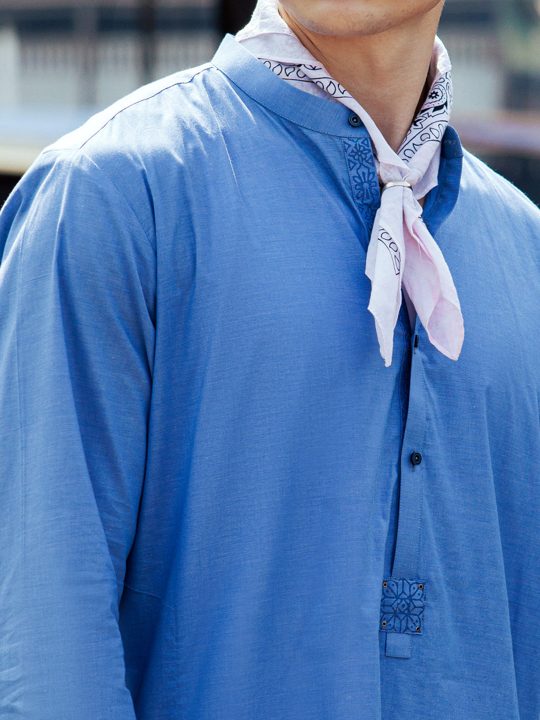 Blue Cotton Kurta - AL-K-1139B
