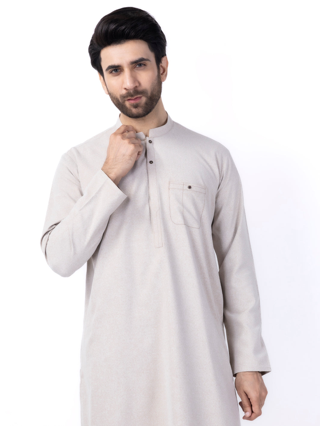 Sand Brown Blended Kurta - AL-K-1152