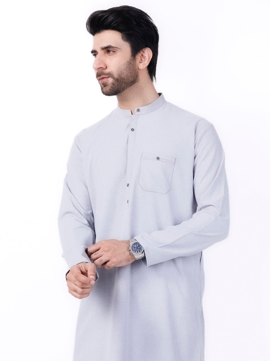 Light Grey Blended Kurta - AL-K-1154