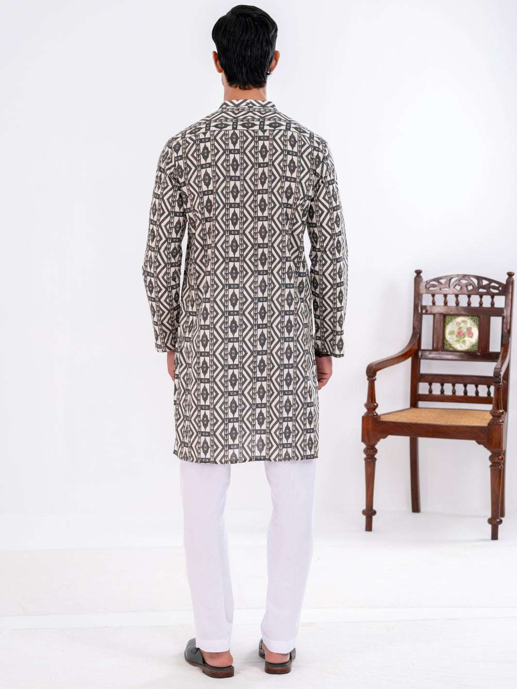 Black Cotton Kurta - AL-K-1190