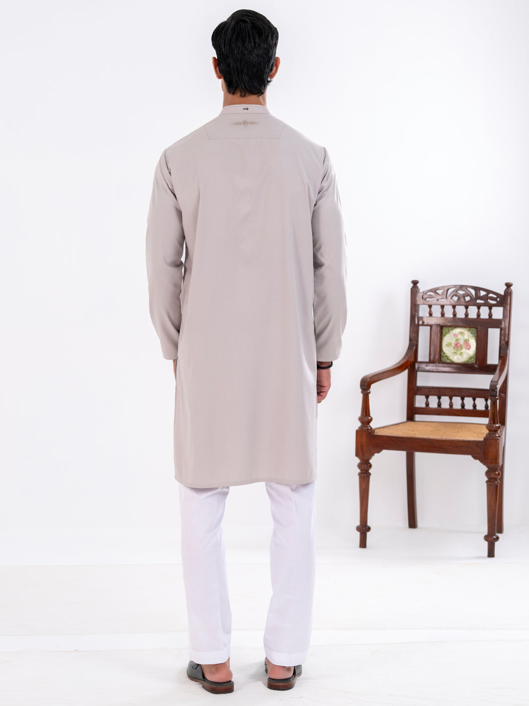 Ash Grey Blended Kurta - AL-K-1280