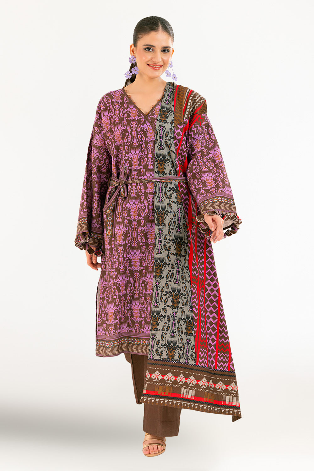 3 Piece Printed Khaddar Suit with Dupatta
