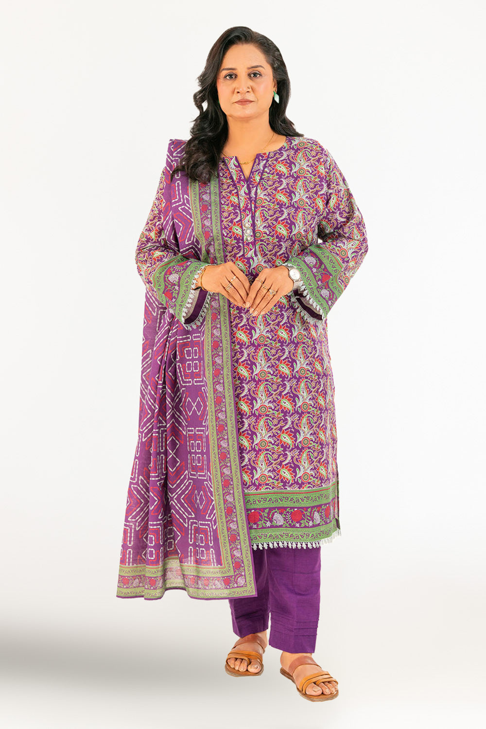 3 Piece Printed Khaddar Suit with Dupatta