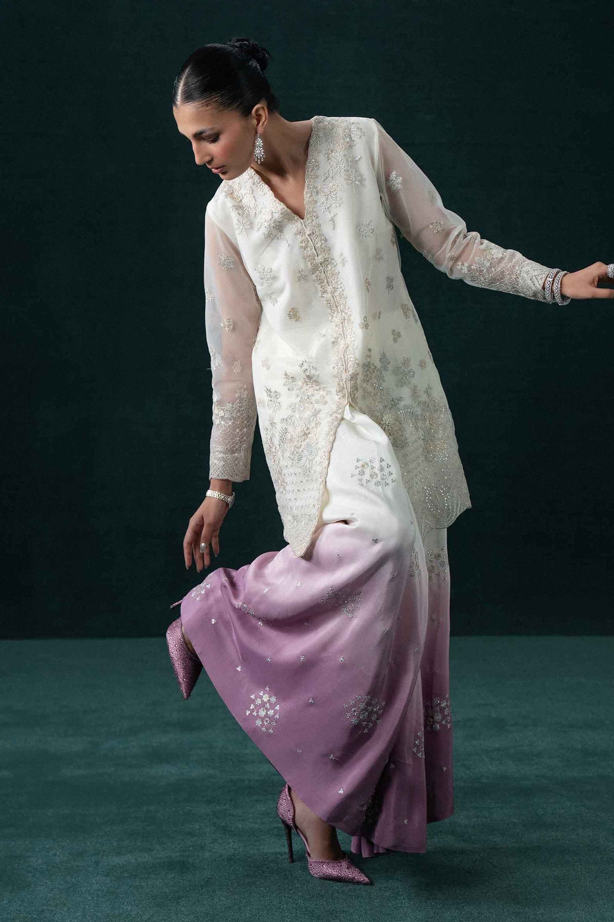 Ivory 3 Piece - Embroidered Suit - KBS26-61