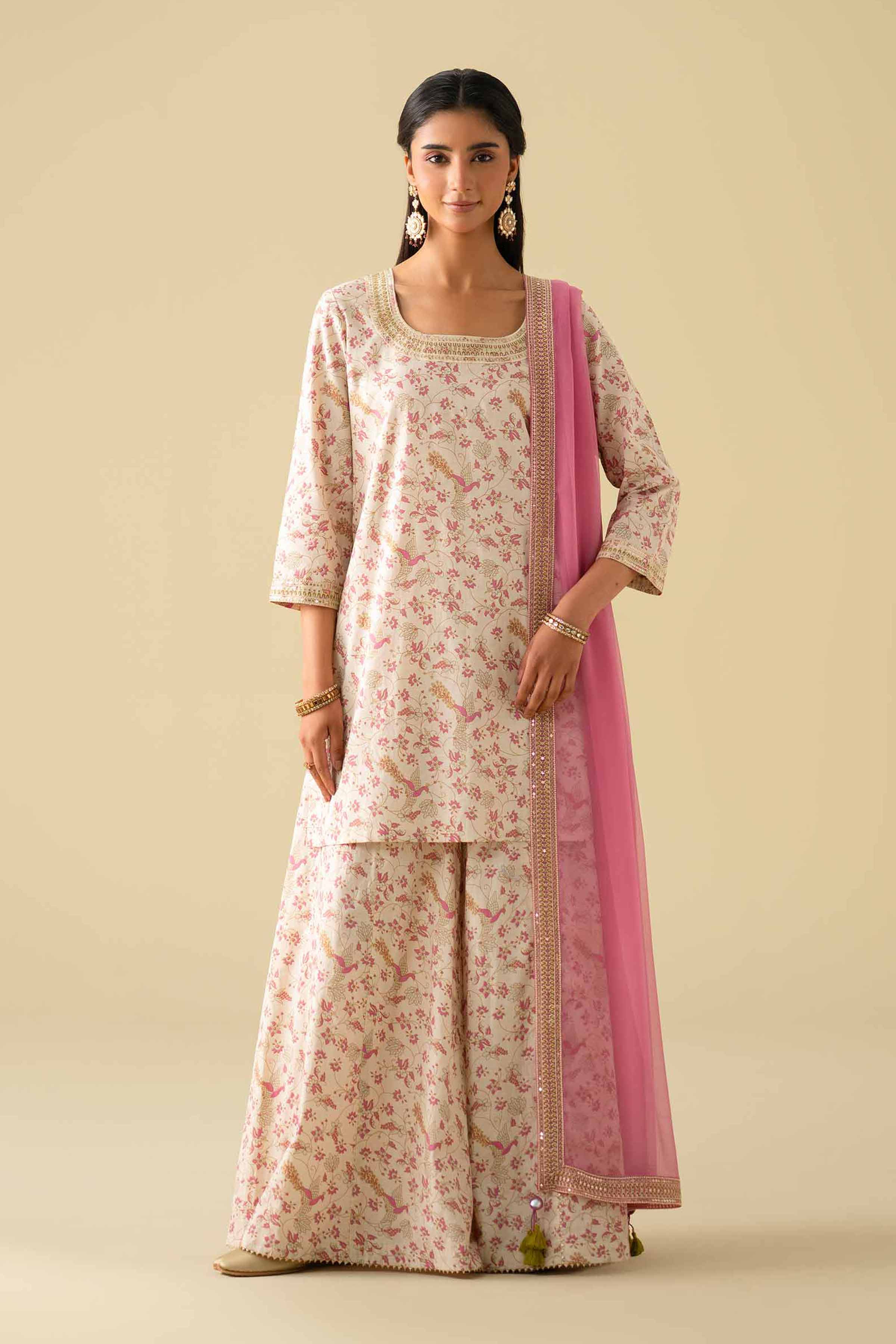 3 Piece - Printed Embroidered Suit - KFE26-117