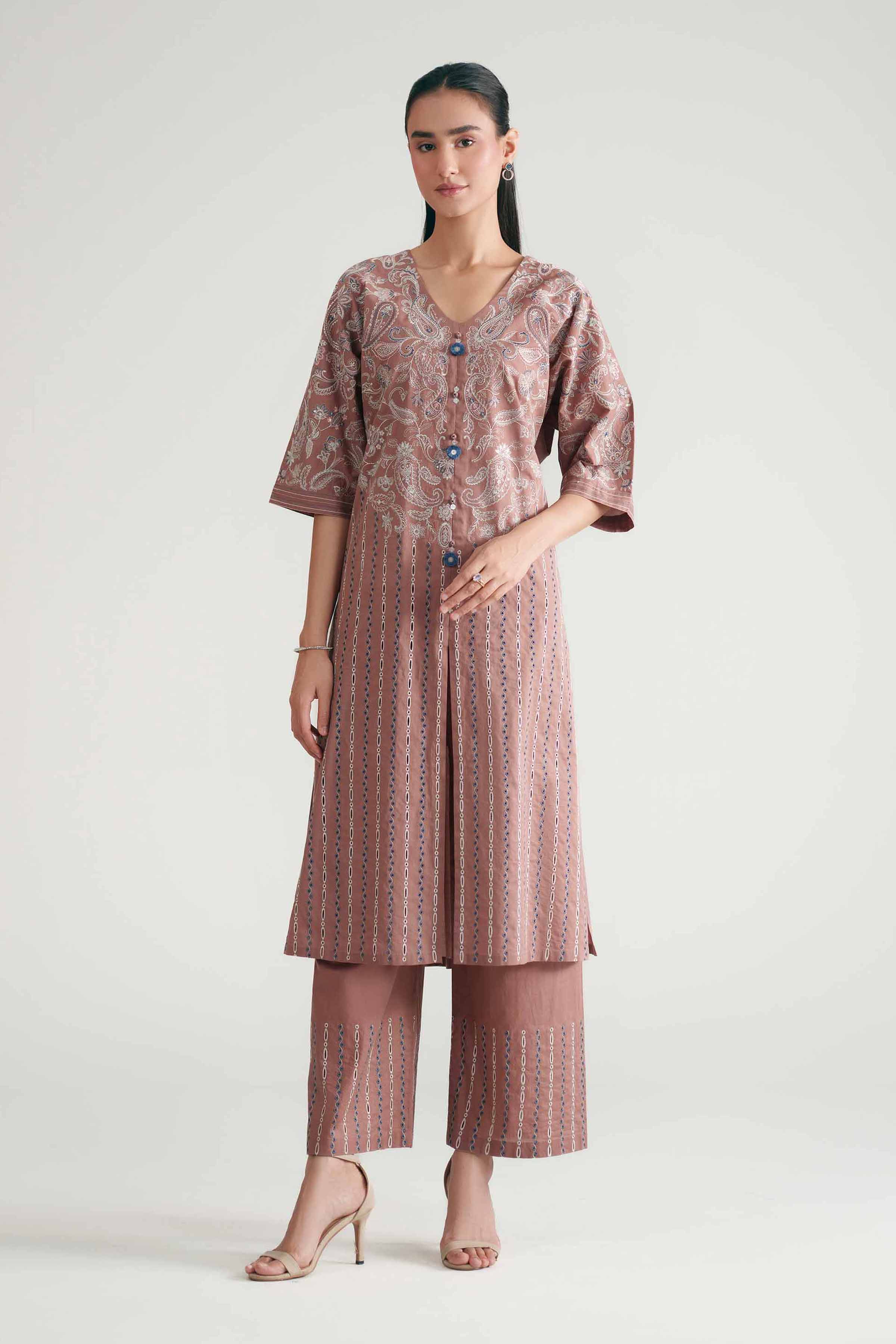 2 Piece - Embroidered Suit - KFE26-175