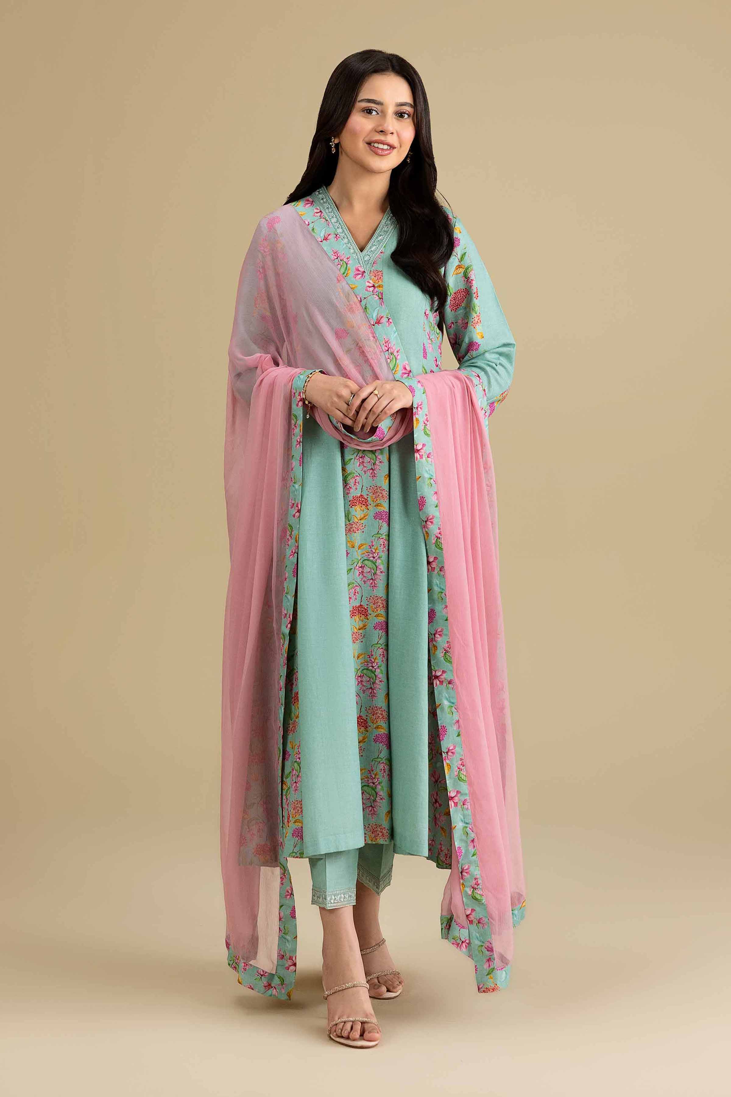3 Piece - Printed Embroidered Suit - KFE26-177