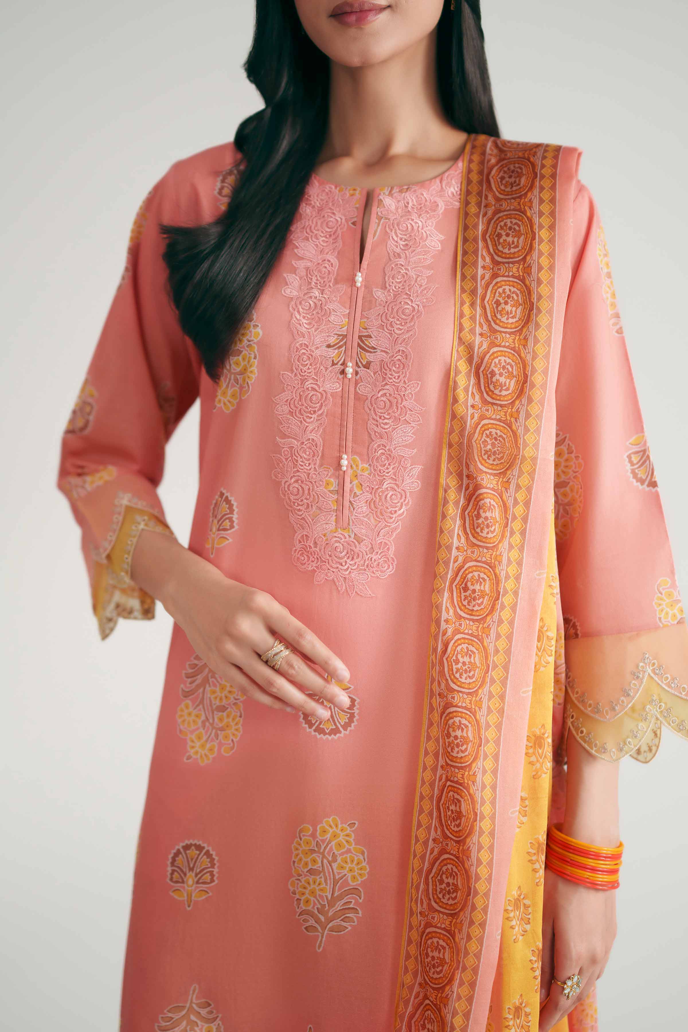 3 Piece - Printed Embroidered Suit - KFE26-178