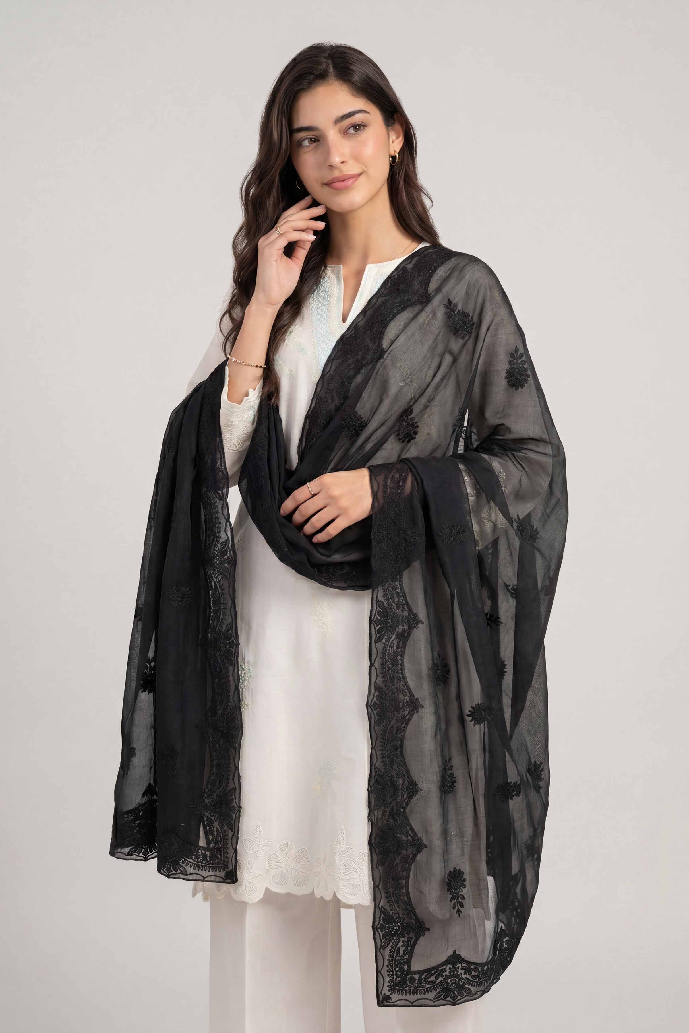 Embroidered Dupatta - KFS26-90