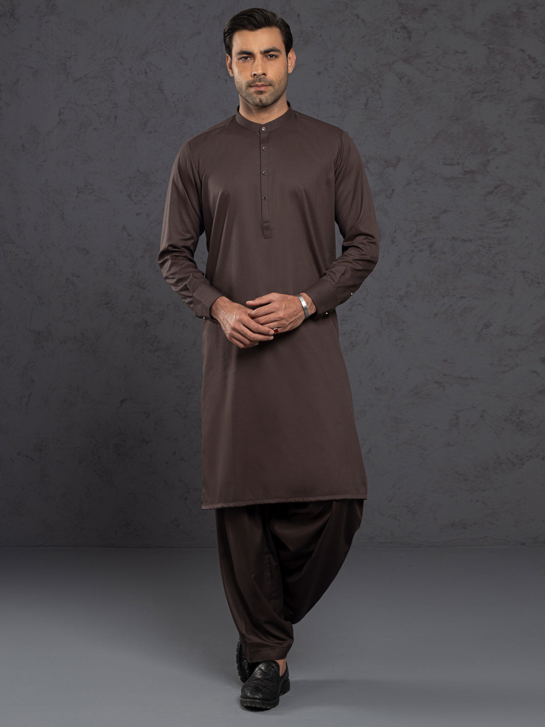Brown Plain Kameez Shalwar - ALET-KS-3015-R2