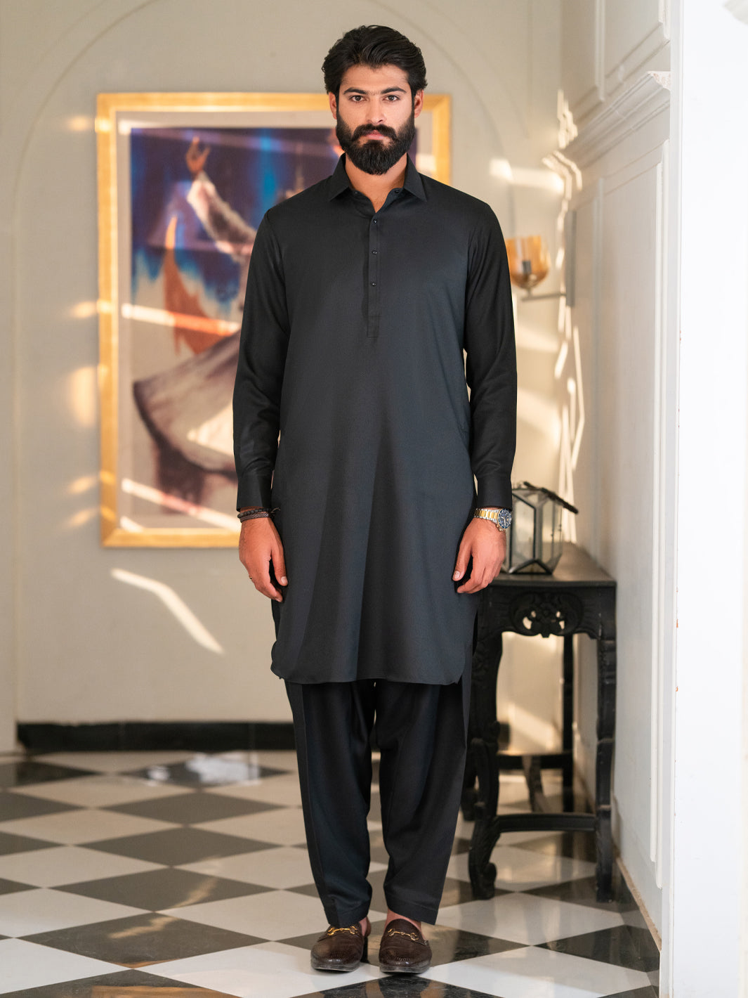 Black Cut & Sew Kameez Shalwar - ALWA-KS-648