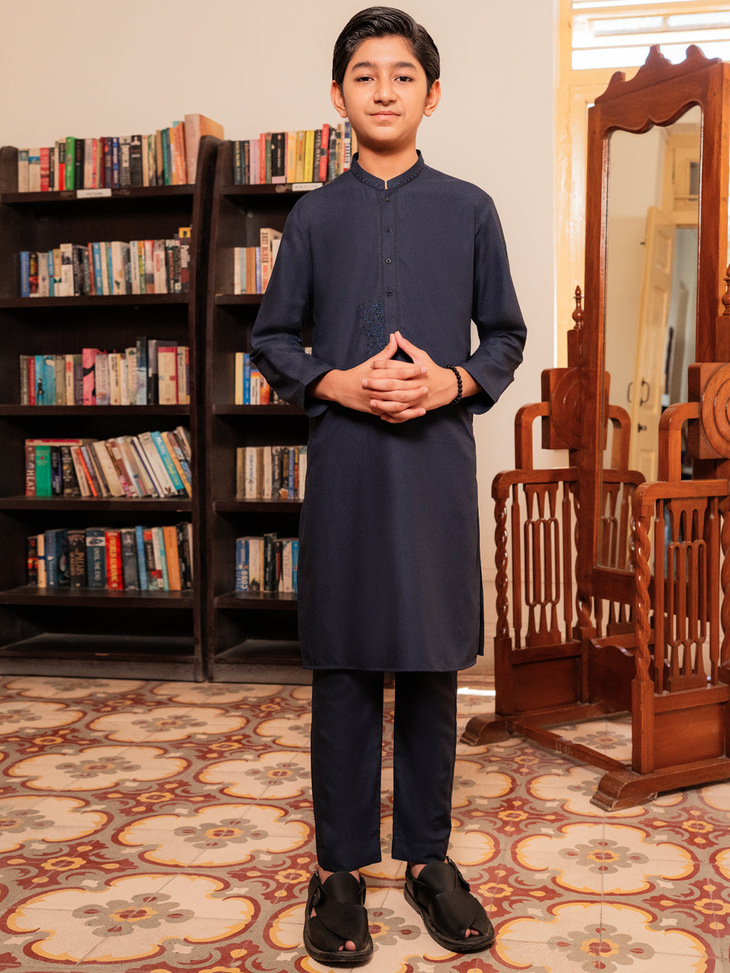 Navy Blue Blended Kurta Trousers - ALT-KT-086A