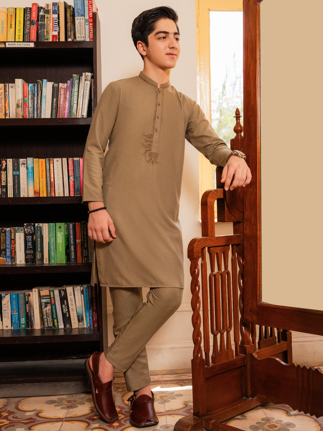 Olive Blended Kurta Trousers - ALT-KT-086B