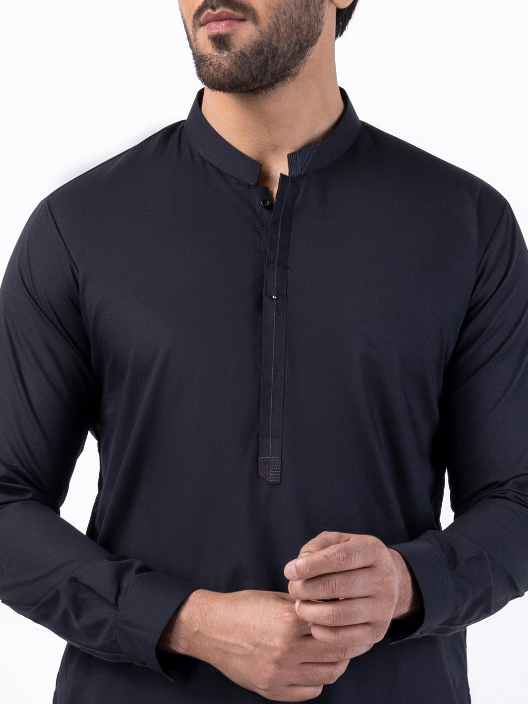 Black Poly Cotton Kurta Trouser - AL-KT-3046A