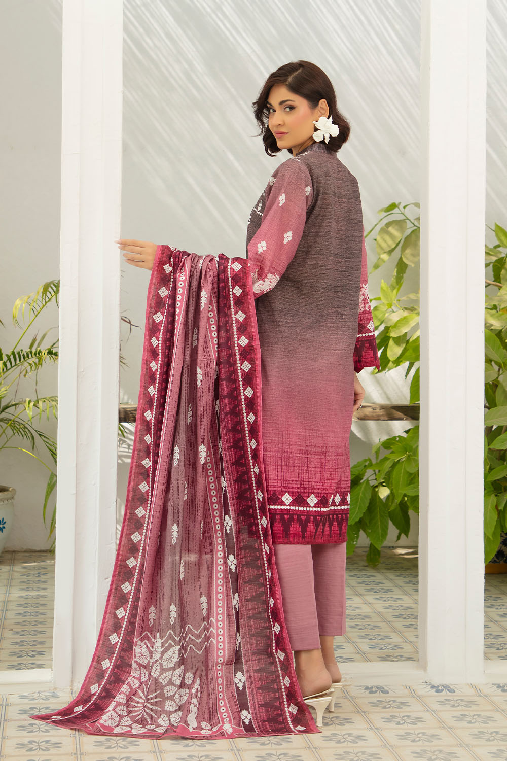 3 Piece Printed Khaddar Suit With Dupatta