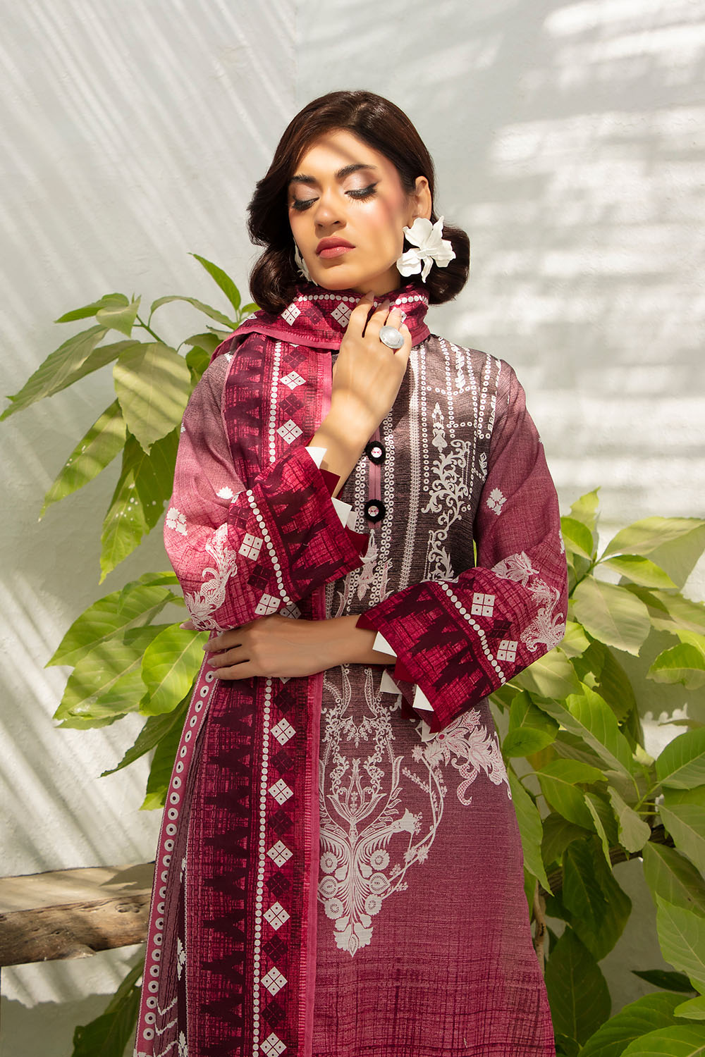3 Piece Printed Khaddar Suit With Dupatta