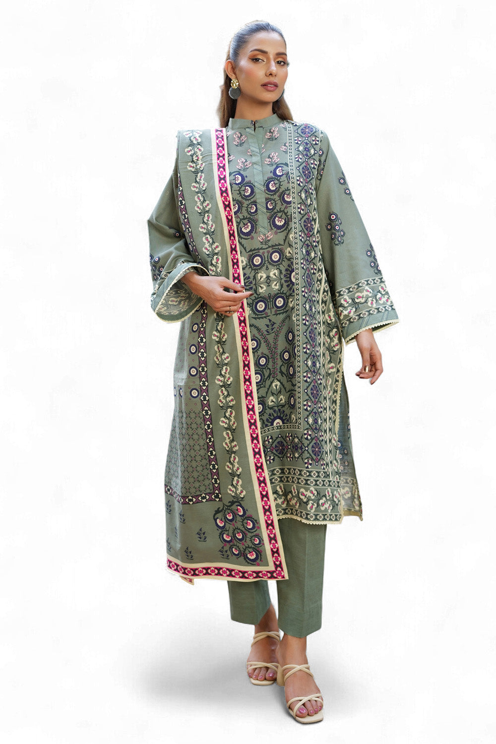 3 Piece Printed Khaddar Suit