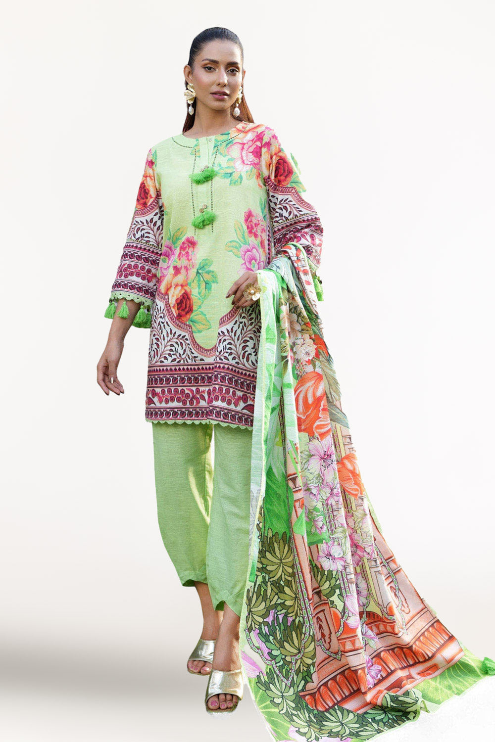 3 Piece Printed Khaddar Suit