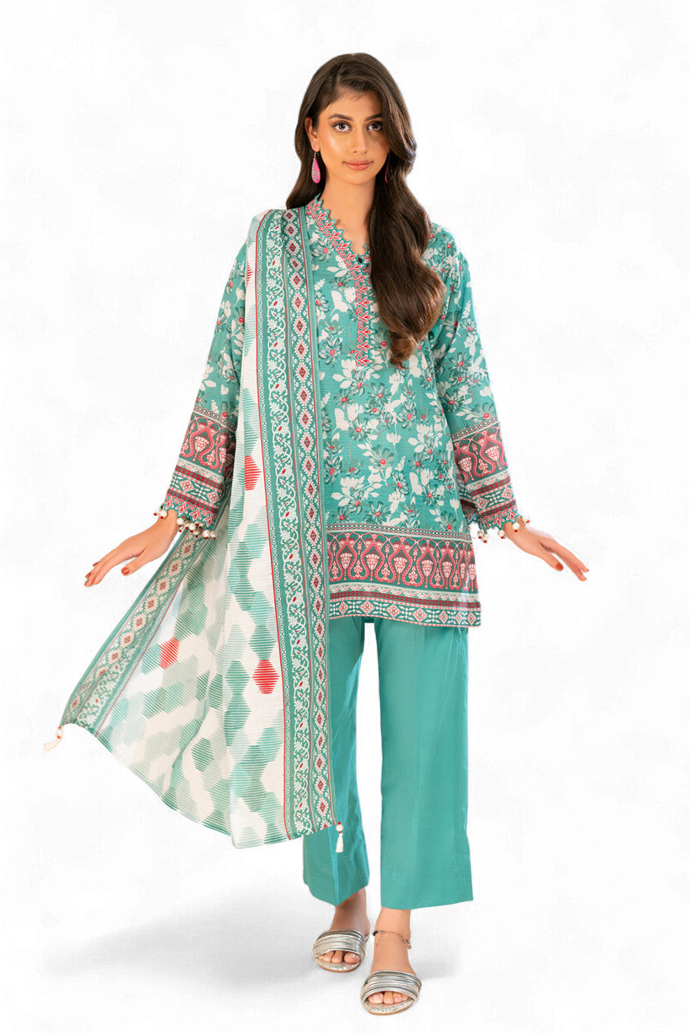 3 Piece Printed Khaddar Suit With Dupatta
