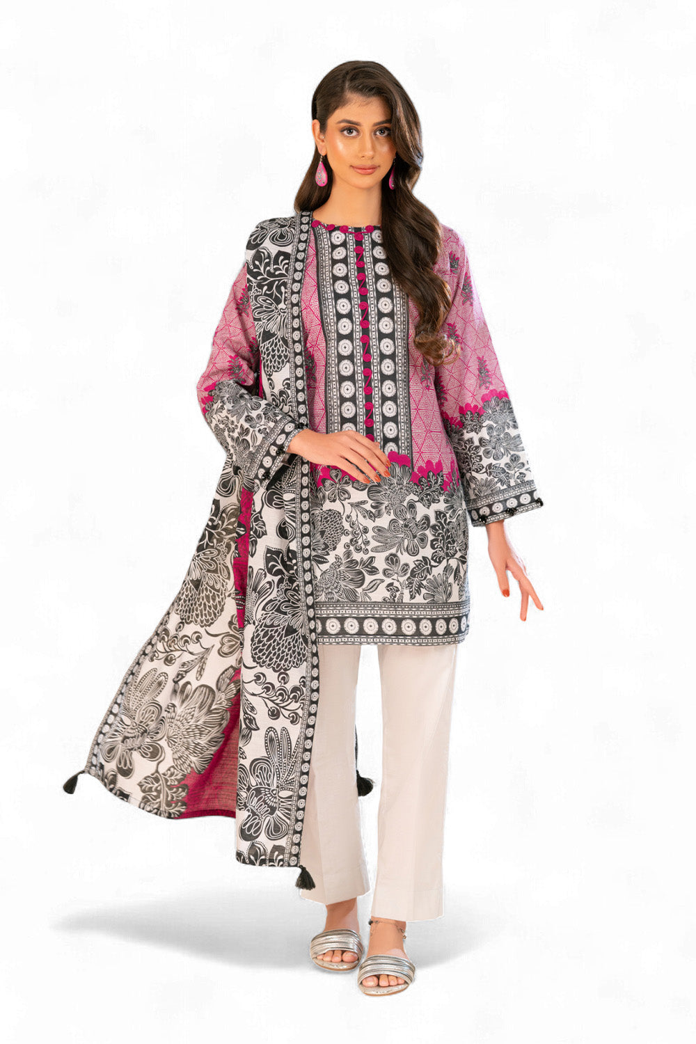 3 Piece Printed Khaddar Suit with Dupatta