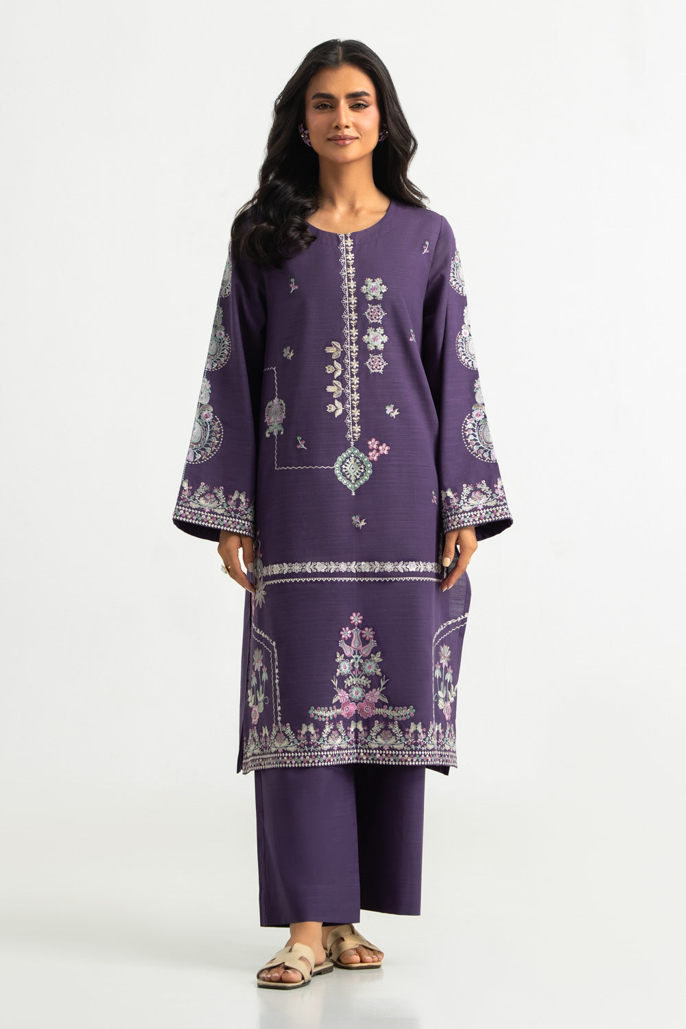Khaddar Slub Embroidered Co-Ord Set