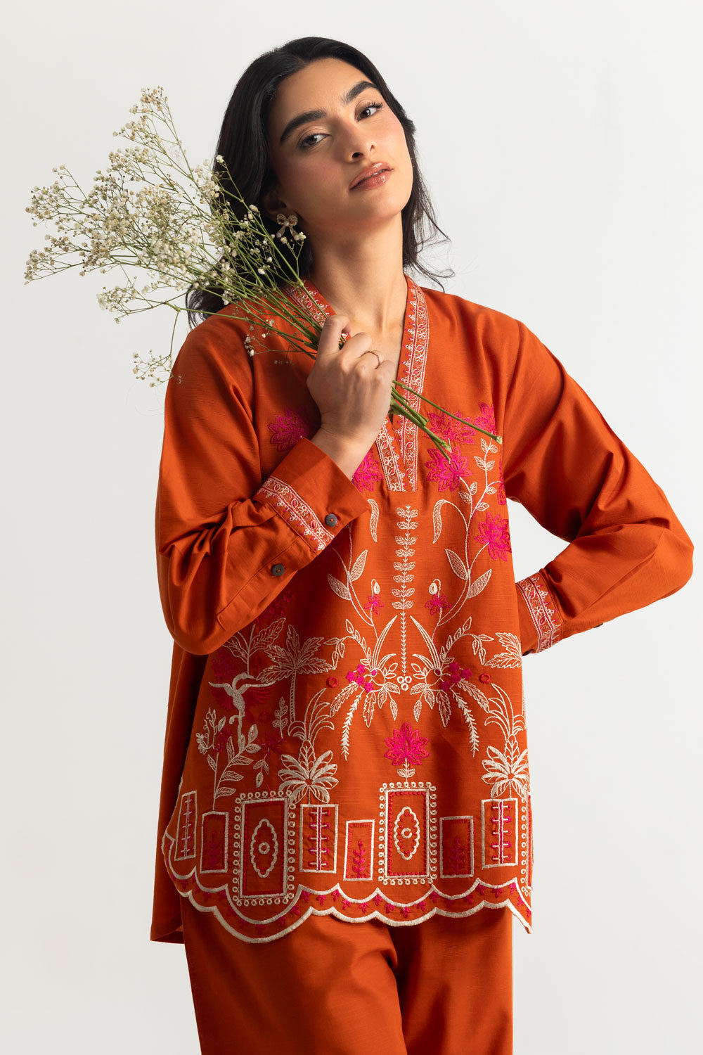 Khaddar Slub Embroidered Co-Ord Set