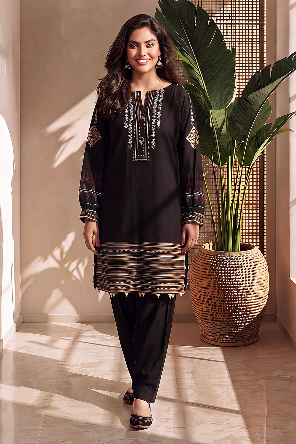 Khaddar Slub Printed Co-Ord Set - IPST-88001