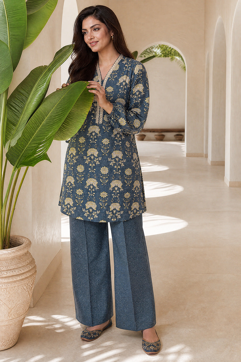 Khaddar Slub Printed Co-Ord Set - IPST-88432