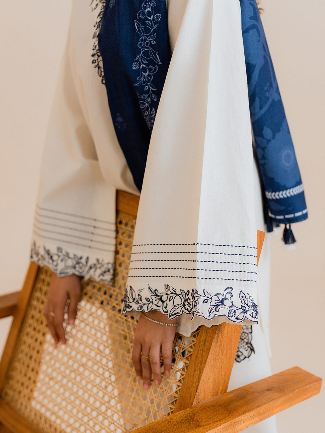 Vaylo 3Pc Embroidered Co-ords Cotton Set