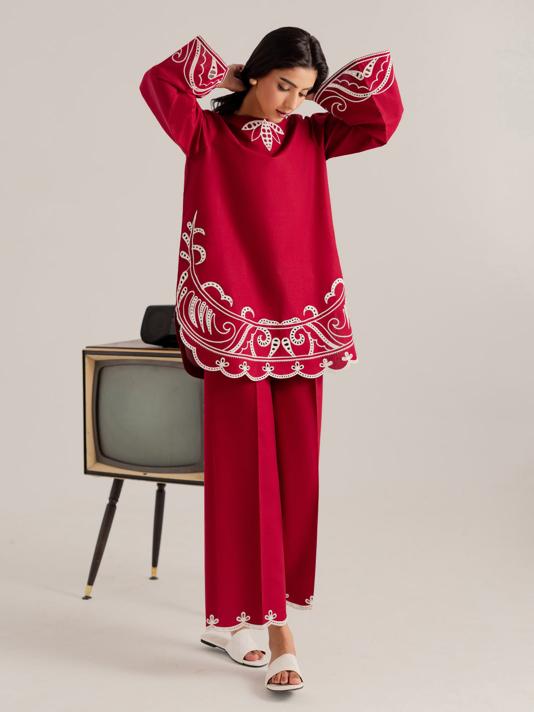 SYLANE - 2Pc Embroidered Co-ords Set