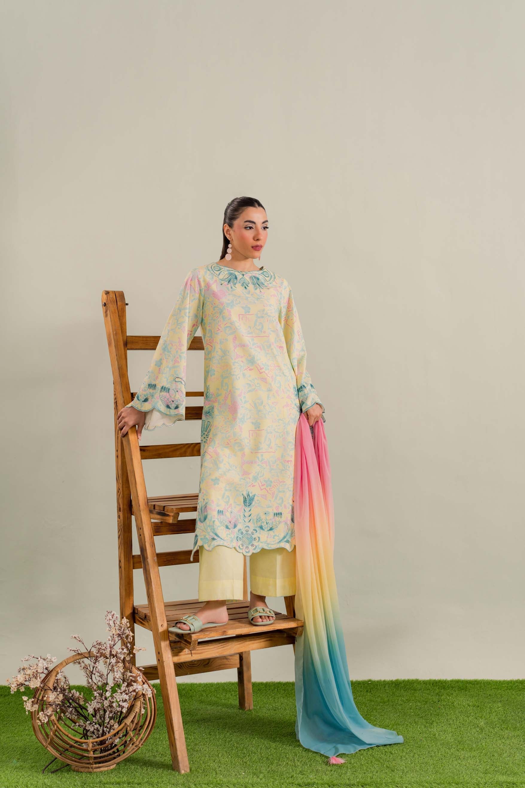 Sorbeto - 3Pc Printkari Suit