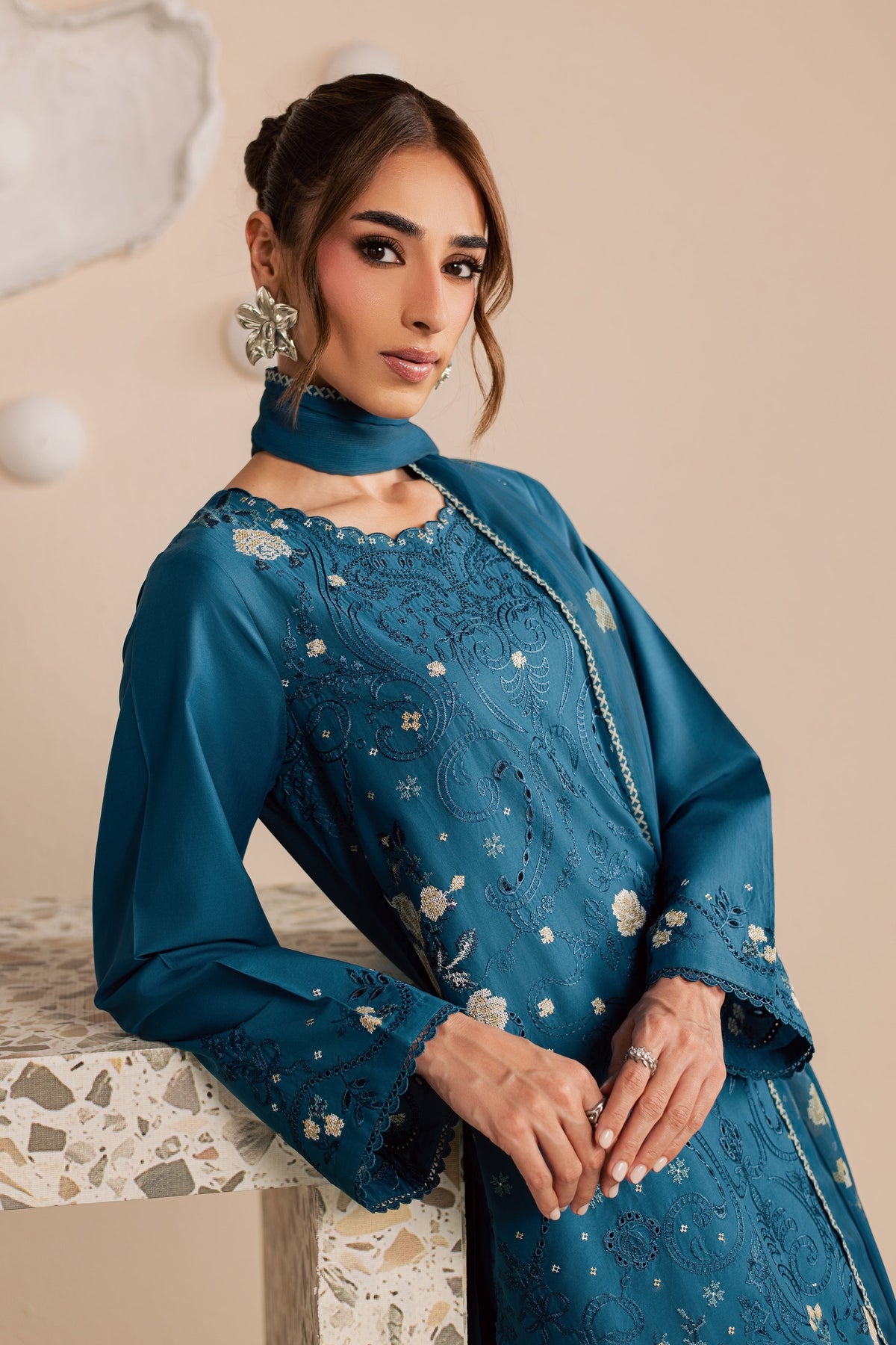 Krypt 3Pc - Embroidered Lawn Dress