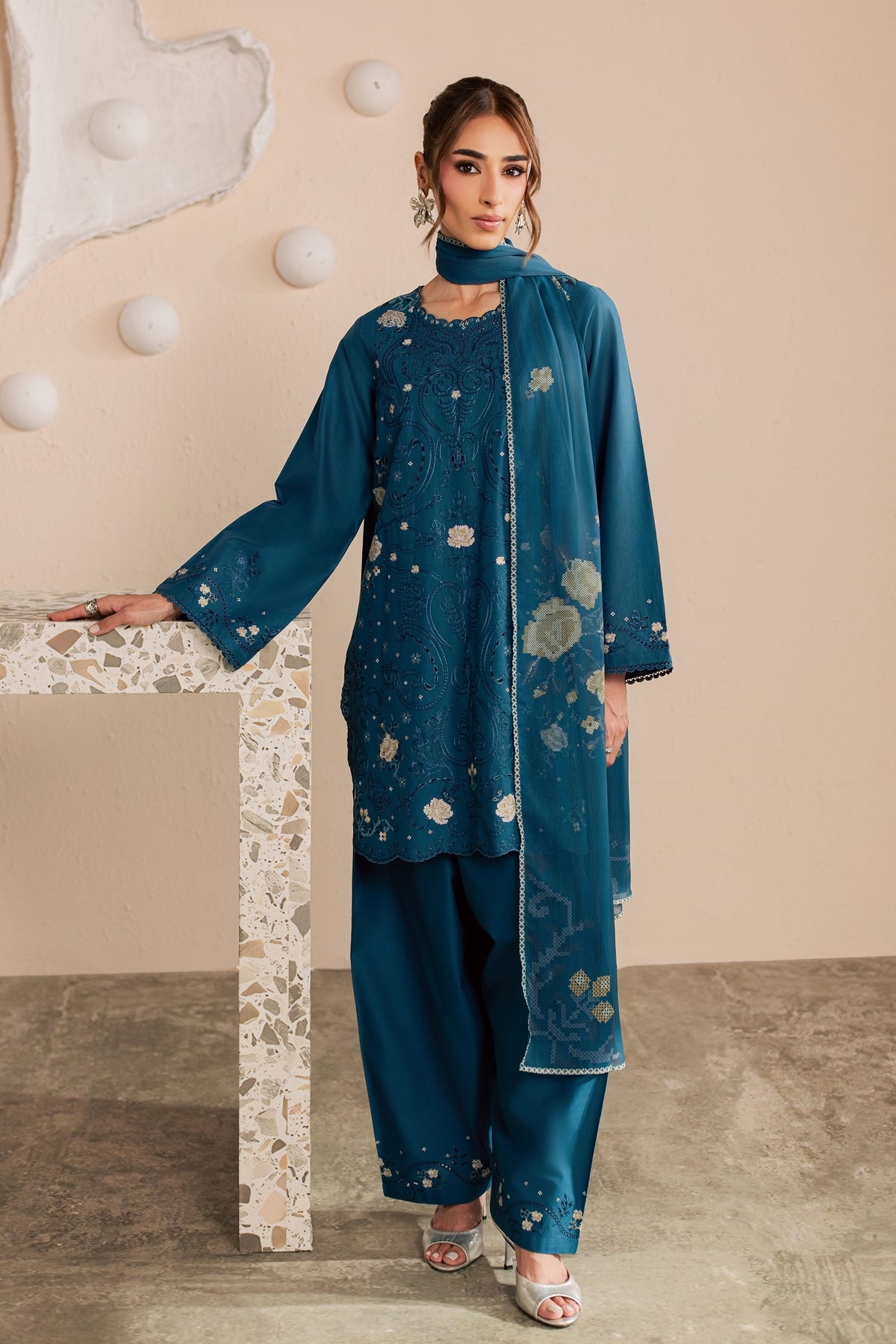 Krypt 3Pc - Embroidered Lawn Dress