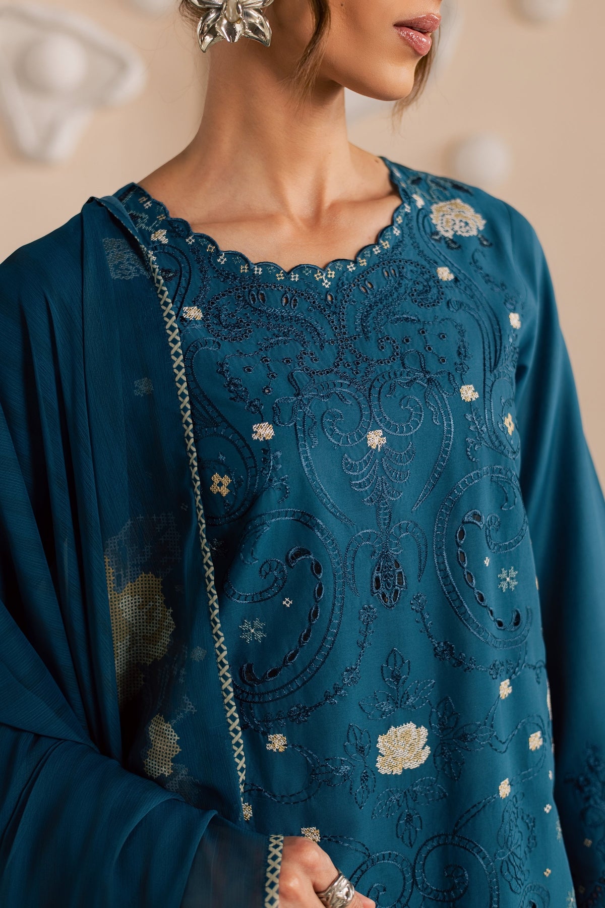 Krypt 3Pc - Embroidered Lawn Dress