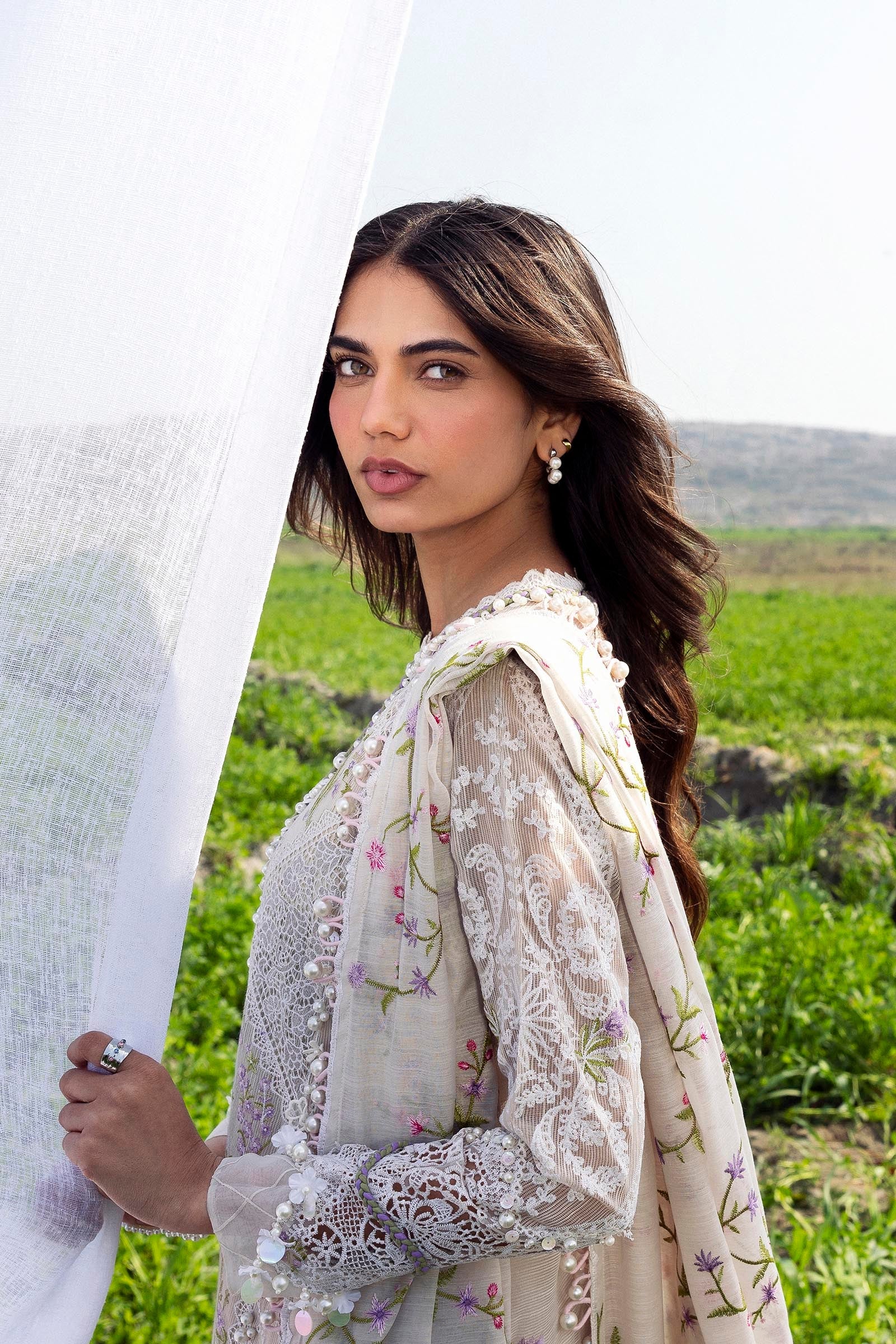 Unstitched Luxury Lawn Woven Net Suit
