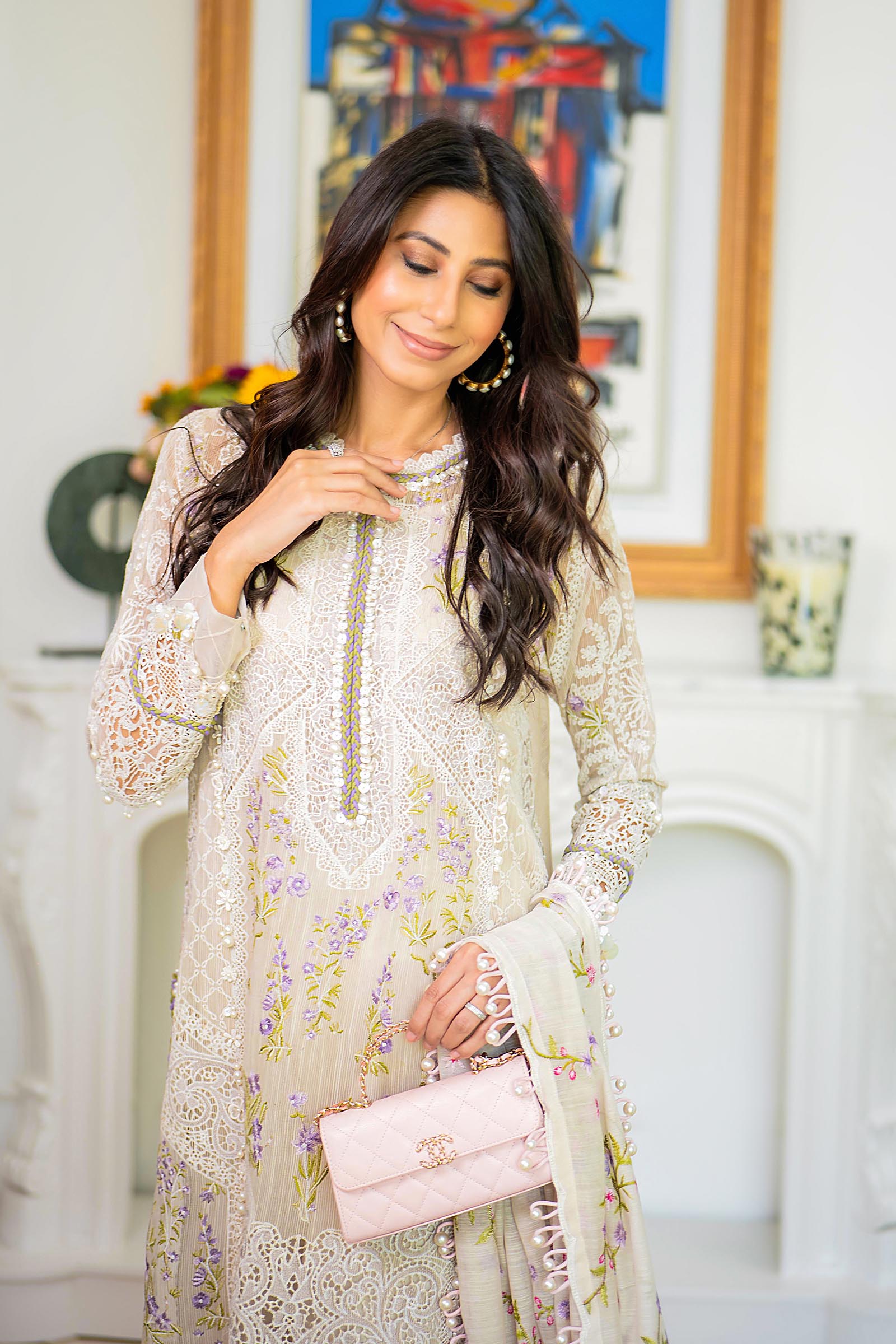 Unstitched Luxury Lawn Woven Net Suit