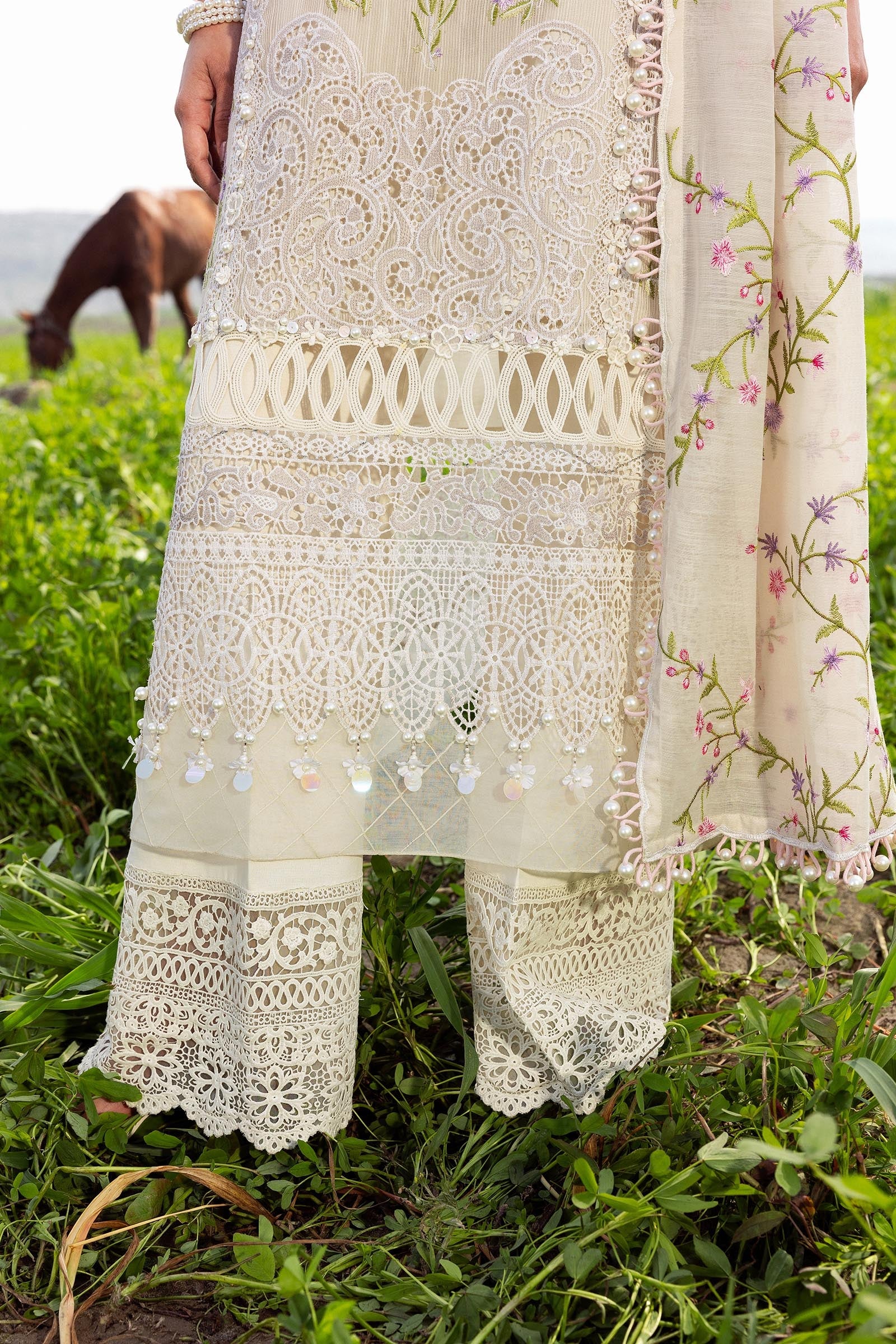 Unstitched Luxury Lawn Woven Net Suit