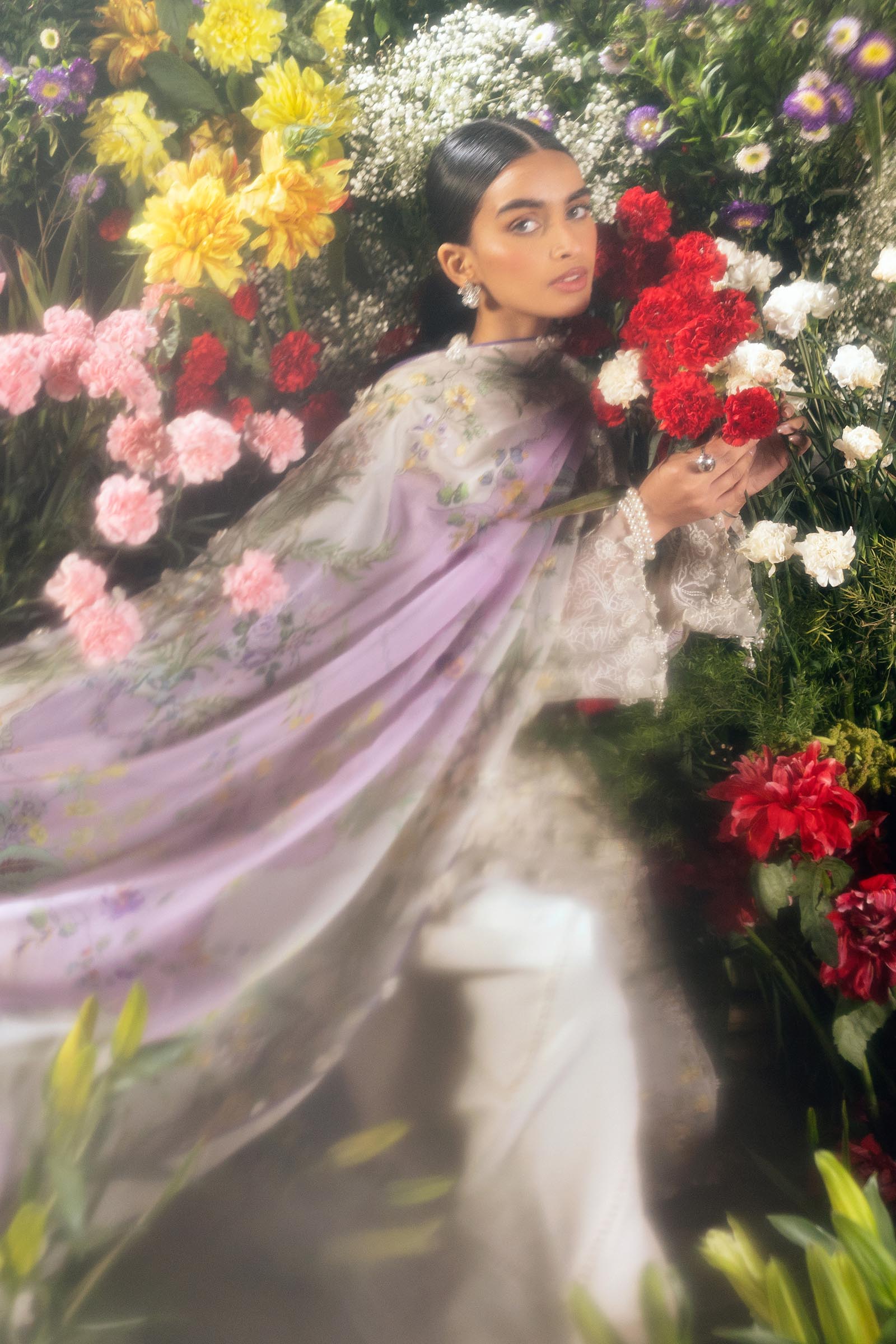 Unstitched Luxury Lawn Woven Net Suit