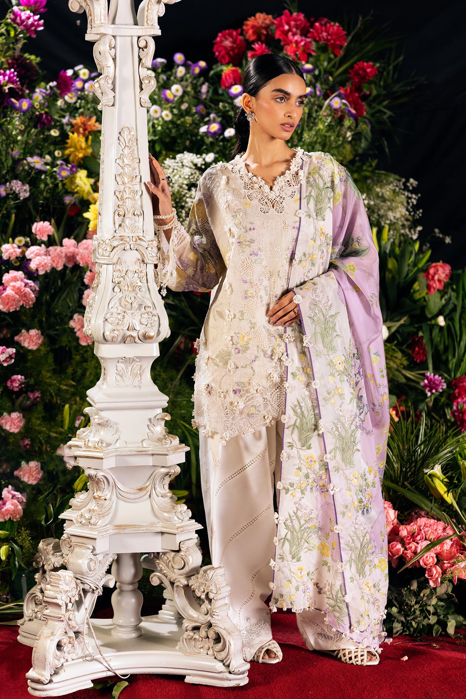 Unstitched Luxury Lawn Woven Net Suit