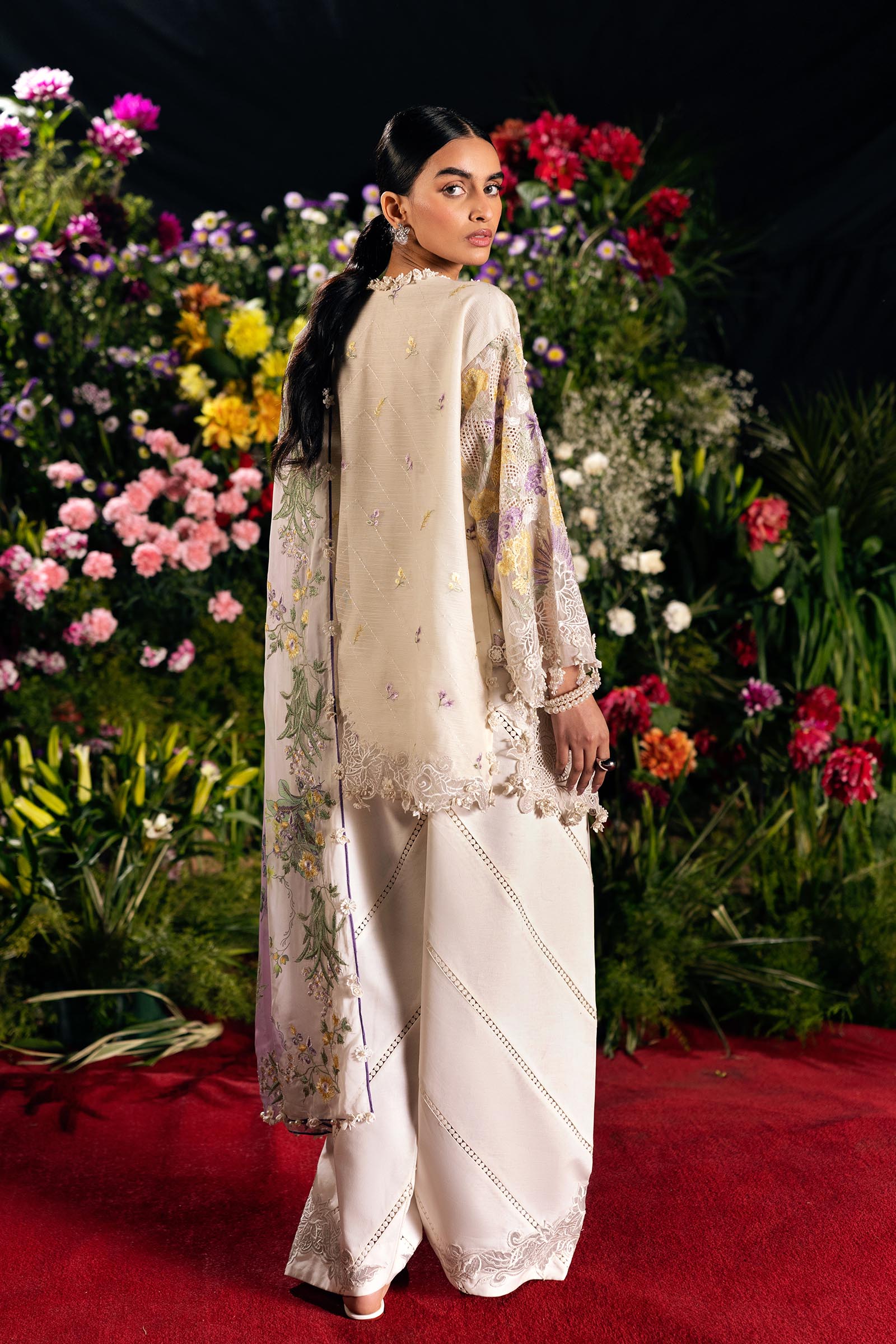 Unstitched Luxury Lawn Woven Net Suit