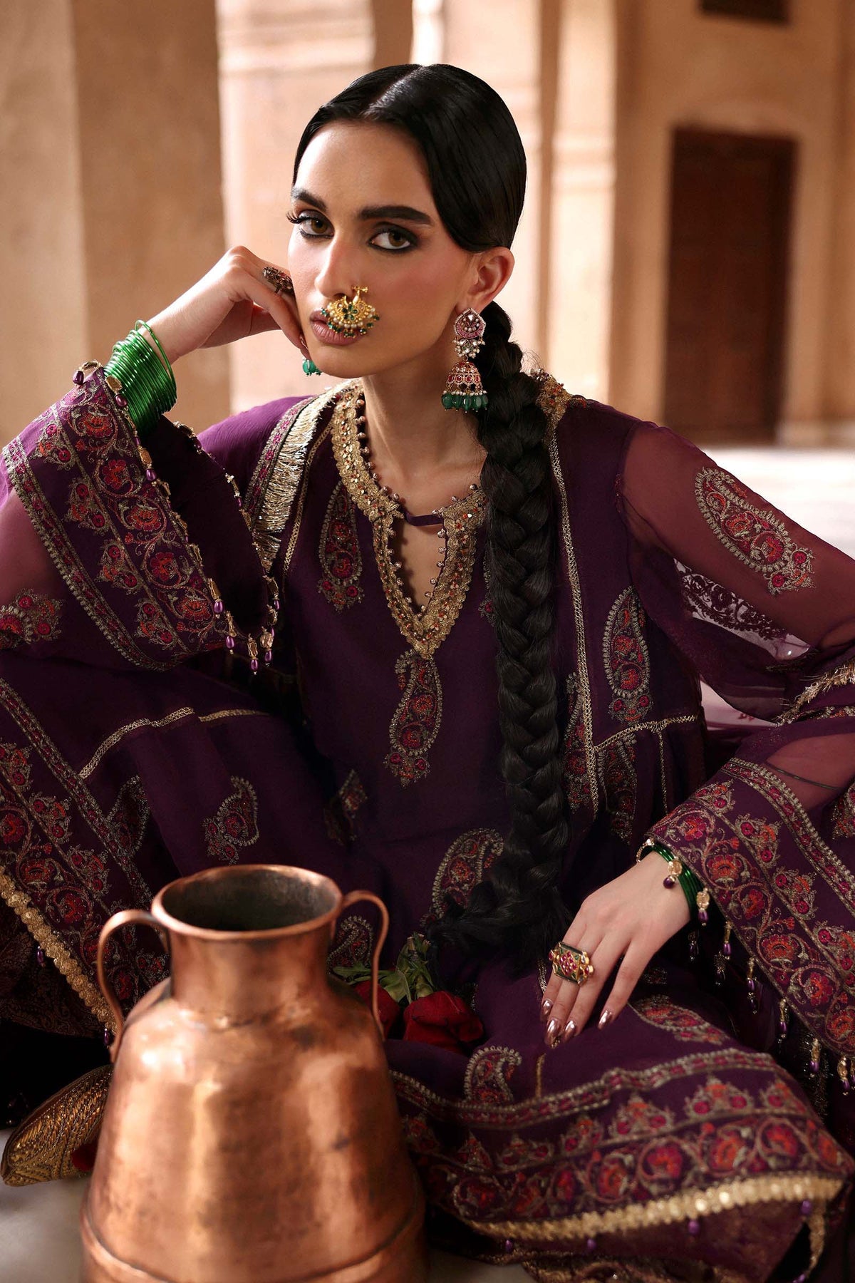 Embroidered Chiffon Fabric (2Pcs) | LF-1109-MIDNIGHT-PURPLE