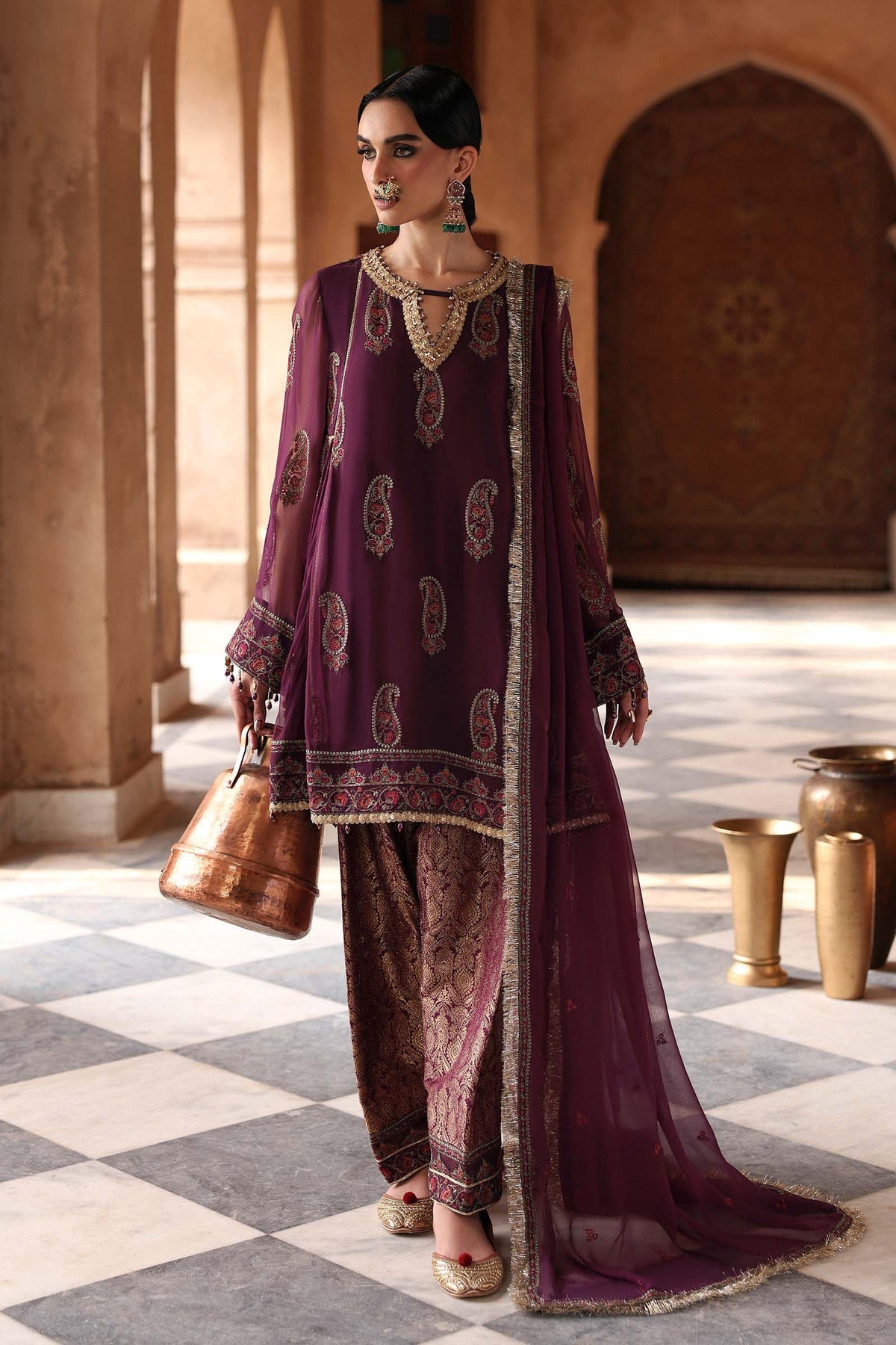 Embroidered Chiffon Fabric (2Pcs) | LF-1109-MIDNIGHT-PURPLE