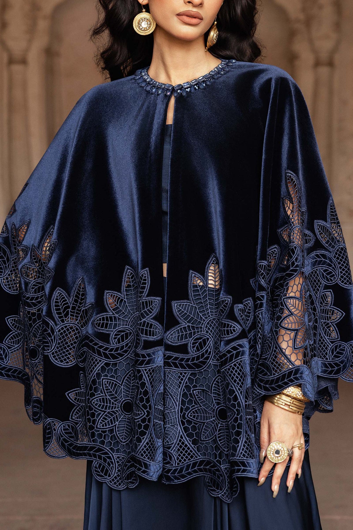 Embroidered Velvet Fabric (1Pc) | LF-CH25-04