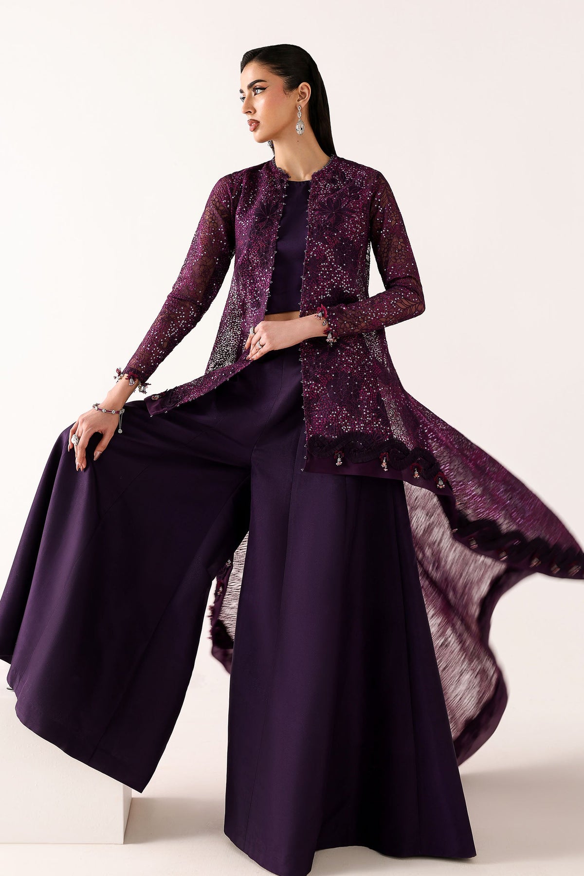 Embroidered Organza Fabric (2Pcs)