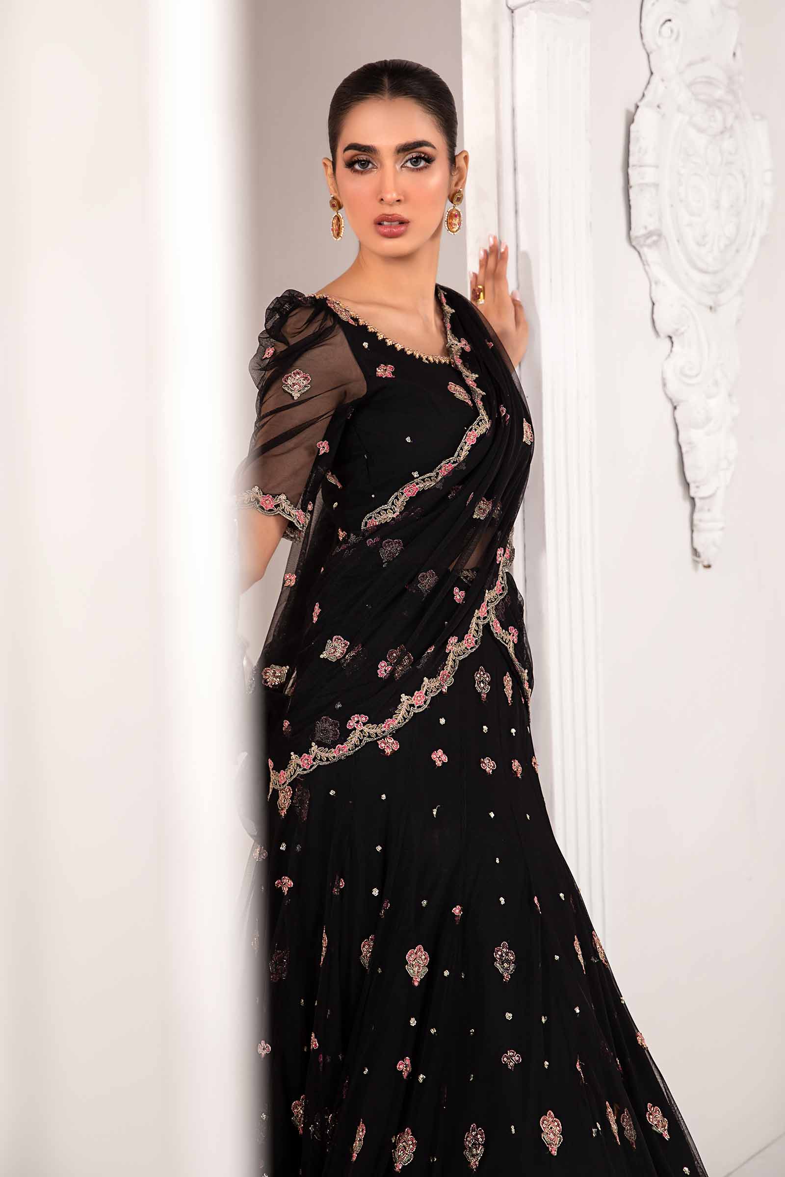 Embroidered Poly Net Fabric (3Pcs) | LF-704