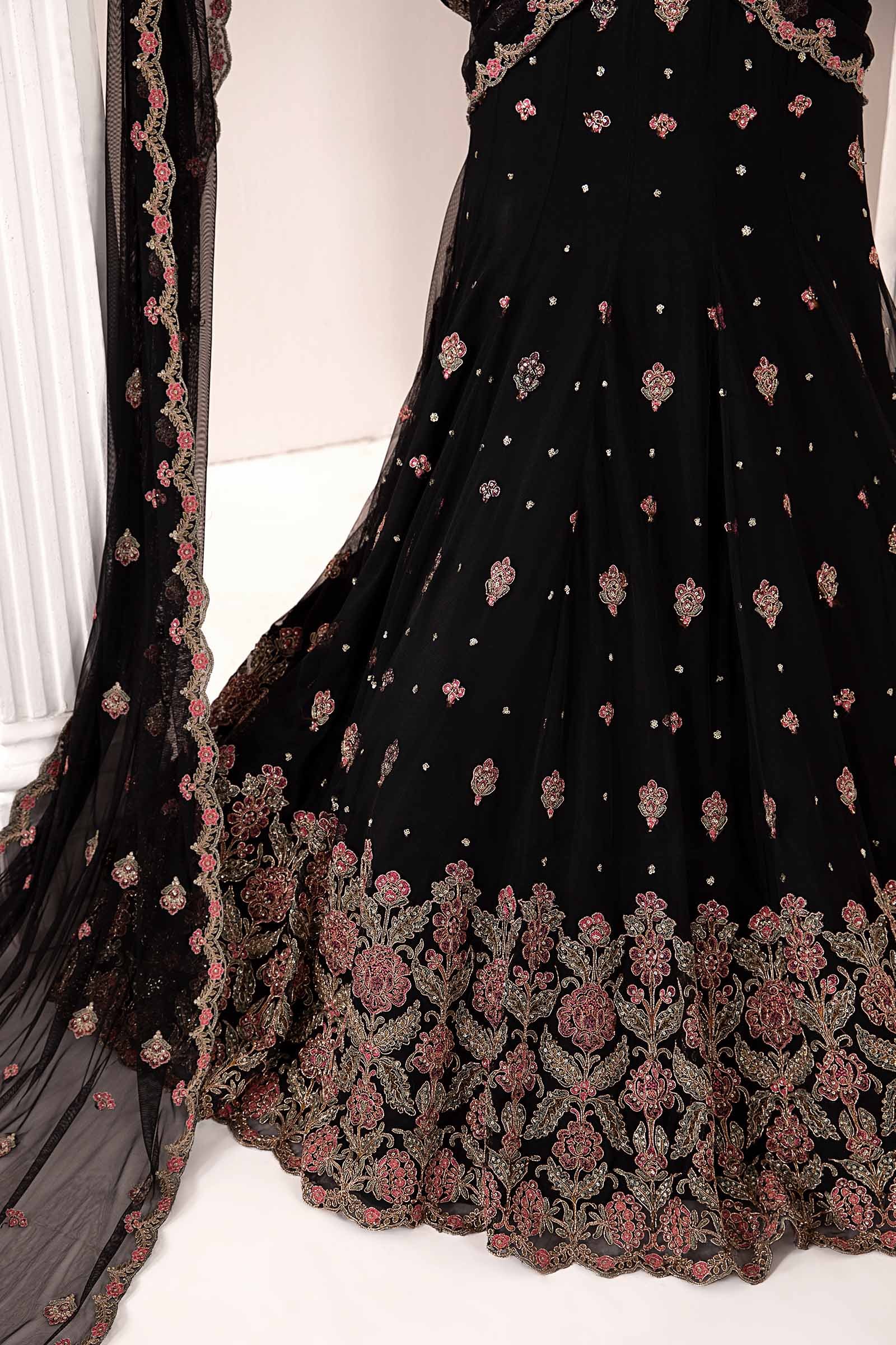 Embroidered Poly Net Fabric (3Pcs) | LF-704