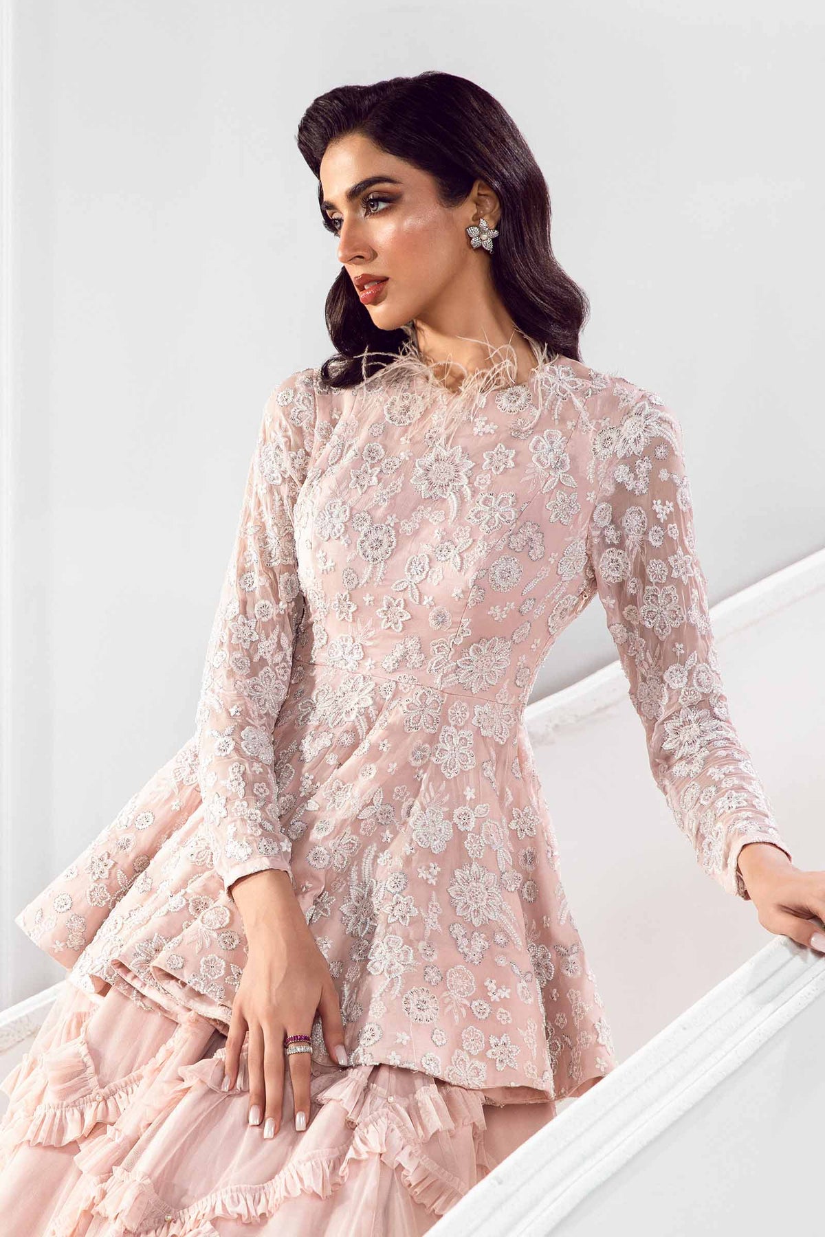 Embroidered Chiffon Sleeves Fabric | LF-721