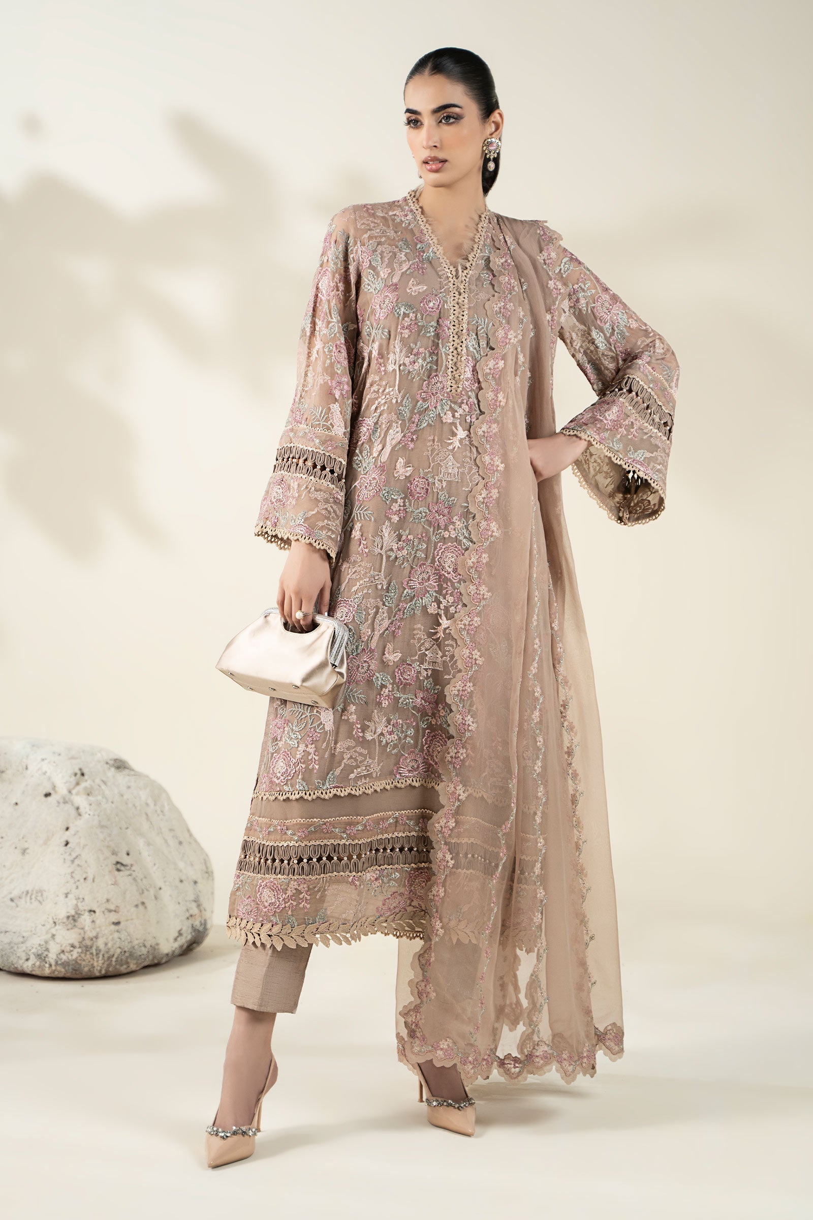 Embroidered Chiffon Fabric (2Pcs) | LF-920