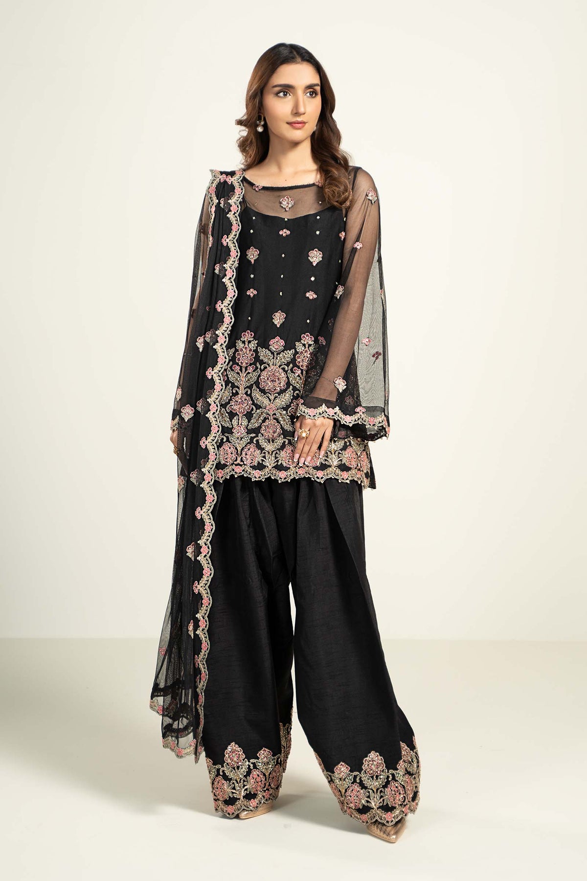 Embroidered Poly Net Fabric (3Pcs) | LF-704