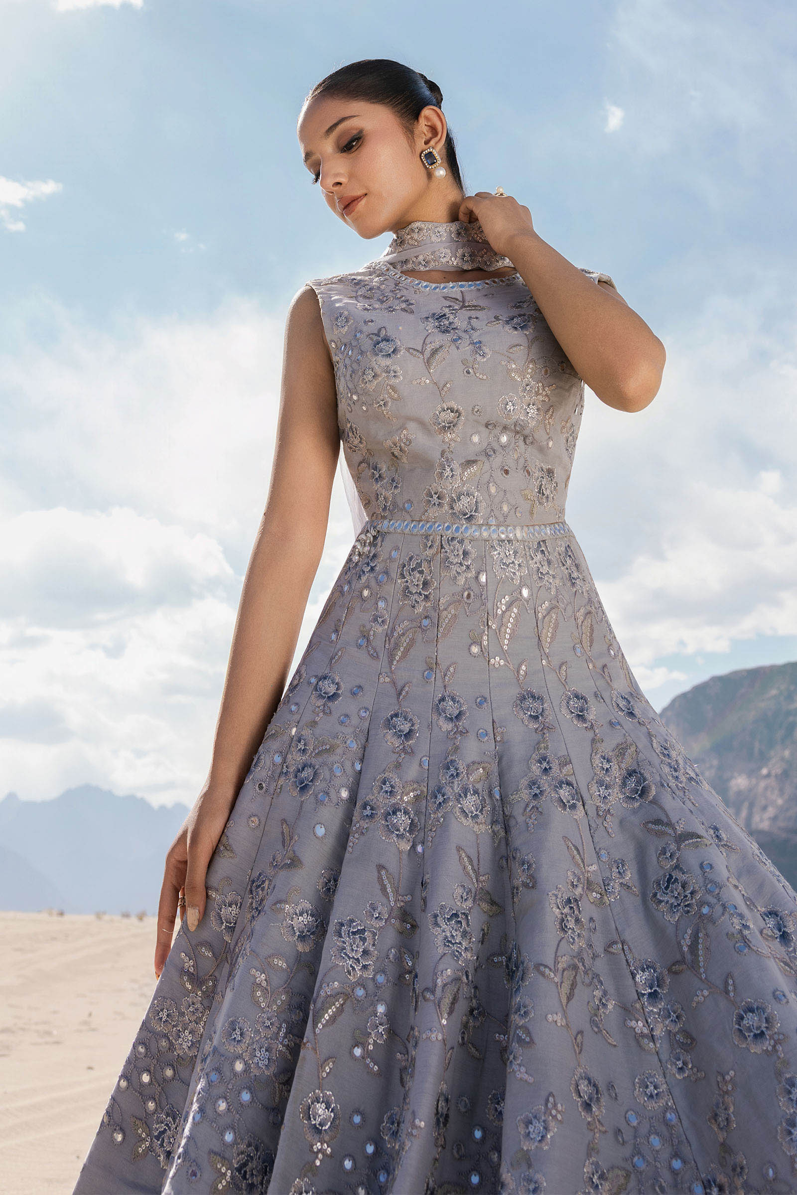 Embroidered Chiffon Fabric (2Pcs) | LF-917